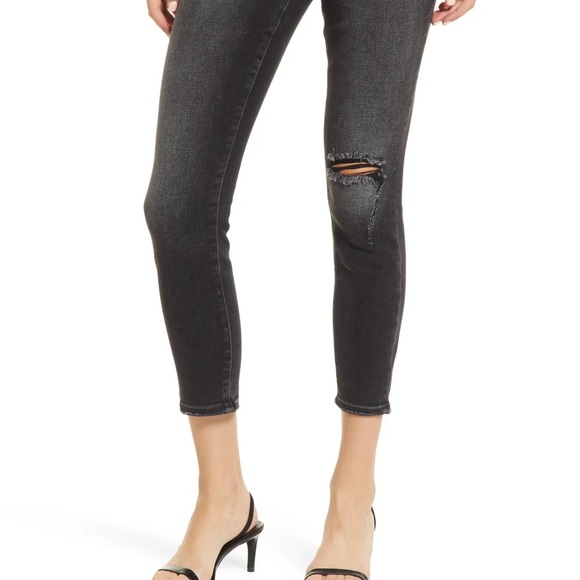 NWT Good American Good Curve Distressed Crop Jeans Black Size 4/27 - Picture 12 of 13